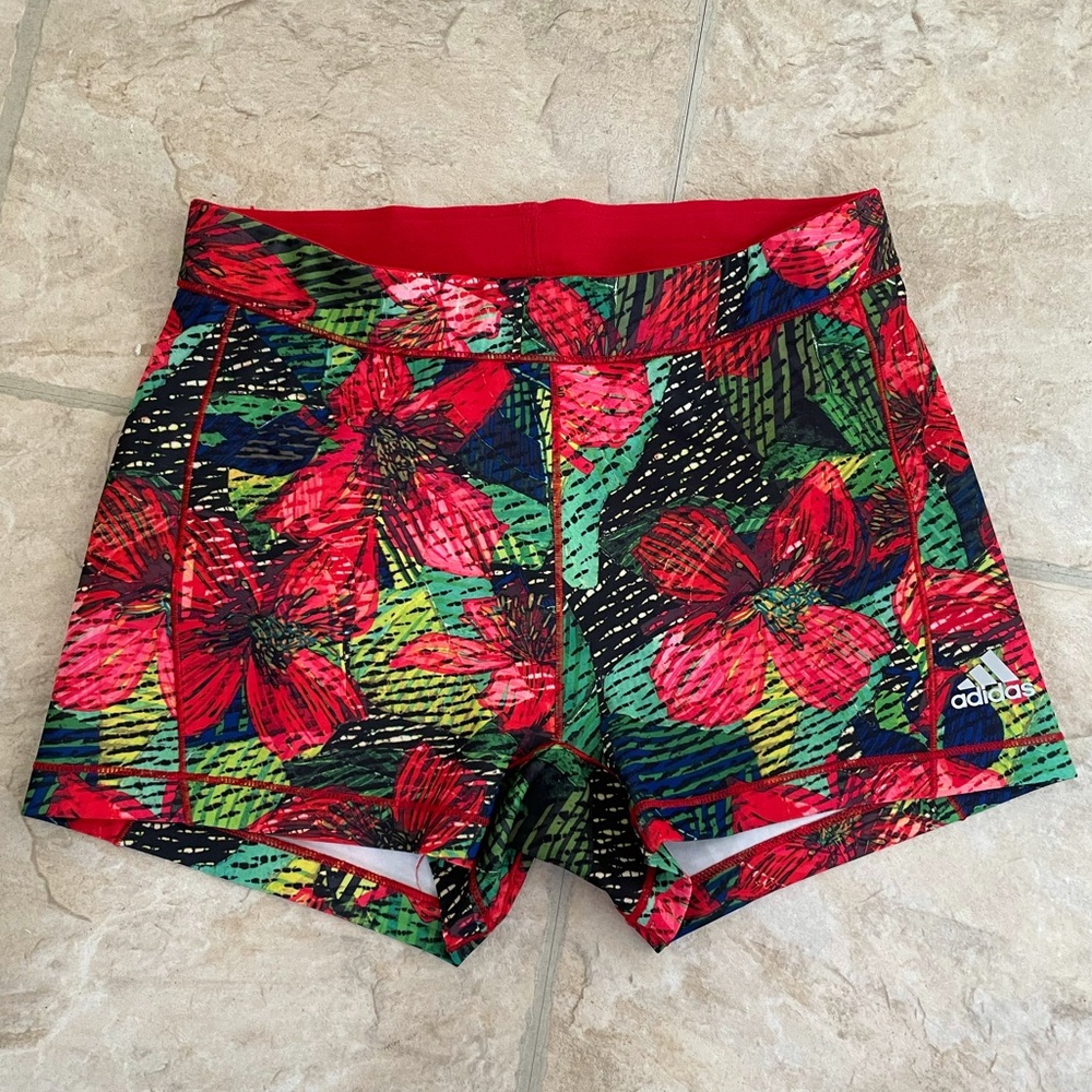 Adidas Athletic Spandex Shorts (Tropical Pattern)